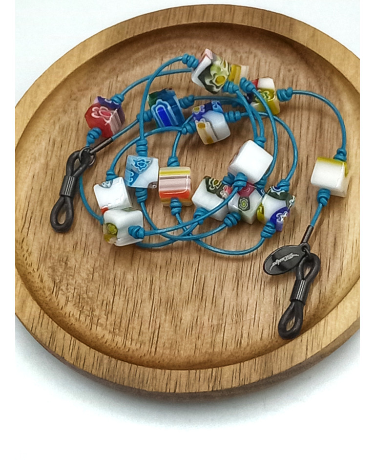 MILLEFIORI en cuero AZUL