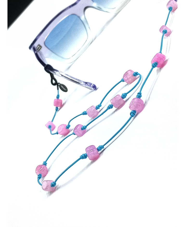 AGATA LIGHT PINK EN CUERO AZUL PARA GAFAS