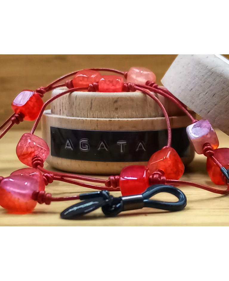 ÁGATA RED EN CUERO ROJO