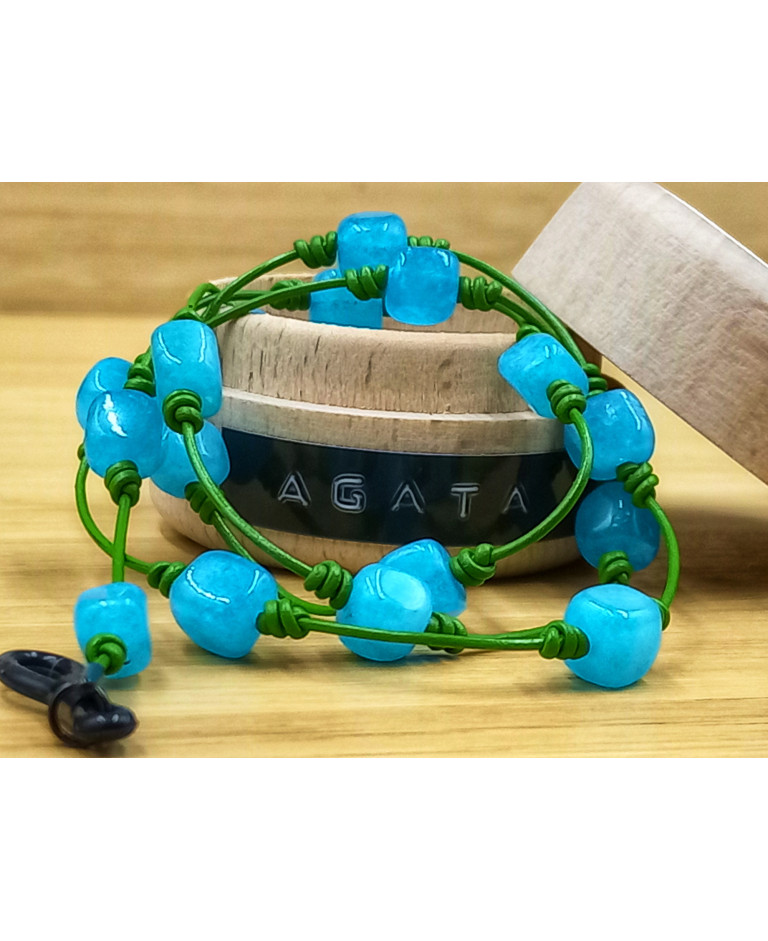 AGATA BLUE EN CUERO VERDE PARA GAFAS
