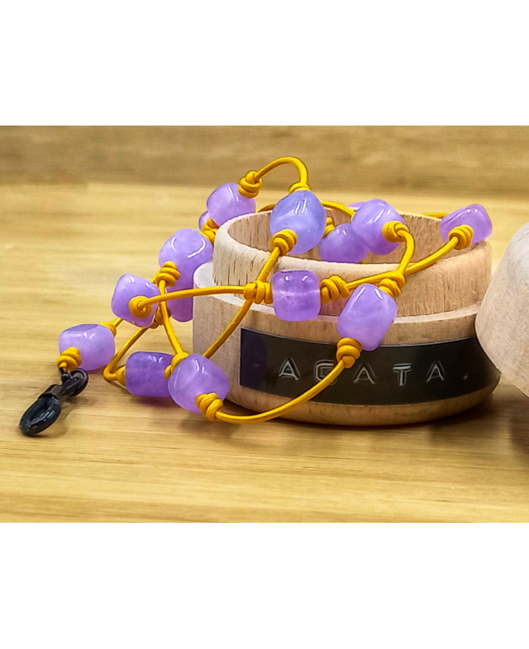 AGATA PURPLE EN CUERO AMARILLO