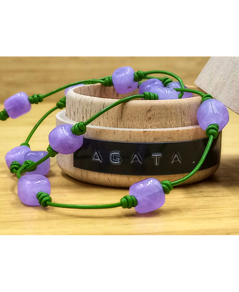 AGATA PURPLE EN CUERO VERDE