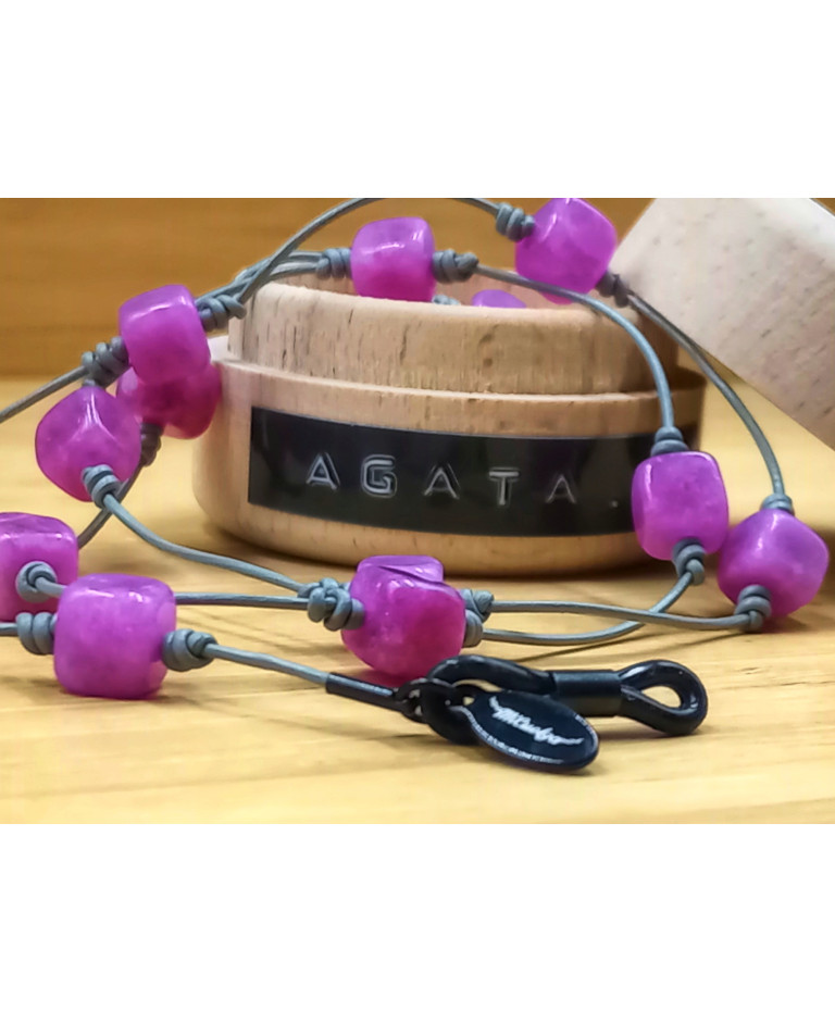 ÁGATA PINK EN CUERO GRIS