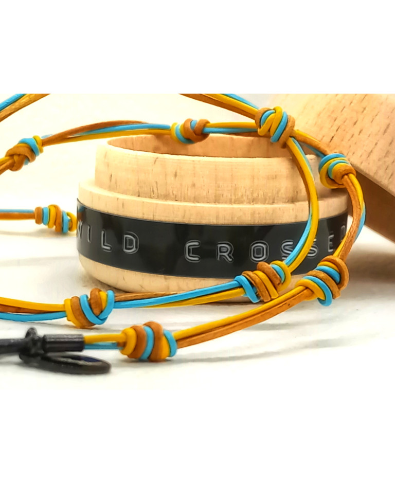 cuero CELESTE & AMARILLO