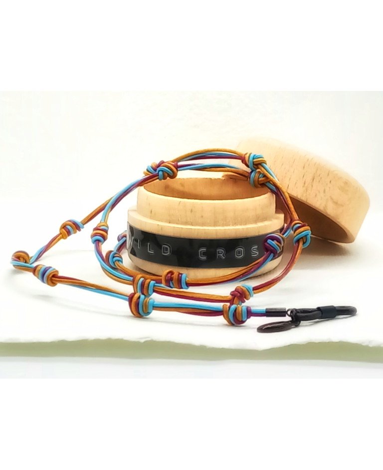 cuero CELESTE & ROJO