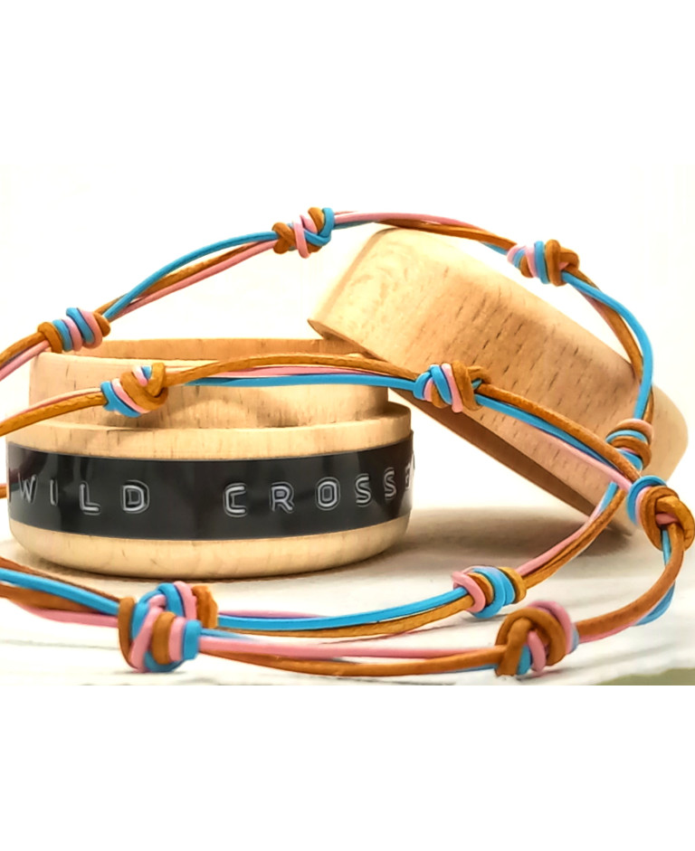 cuero CELESTE & NARANJA