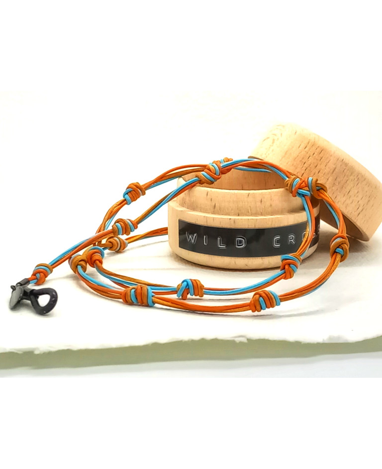 cuero CELESTE & NARANJA