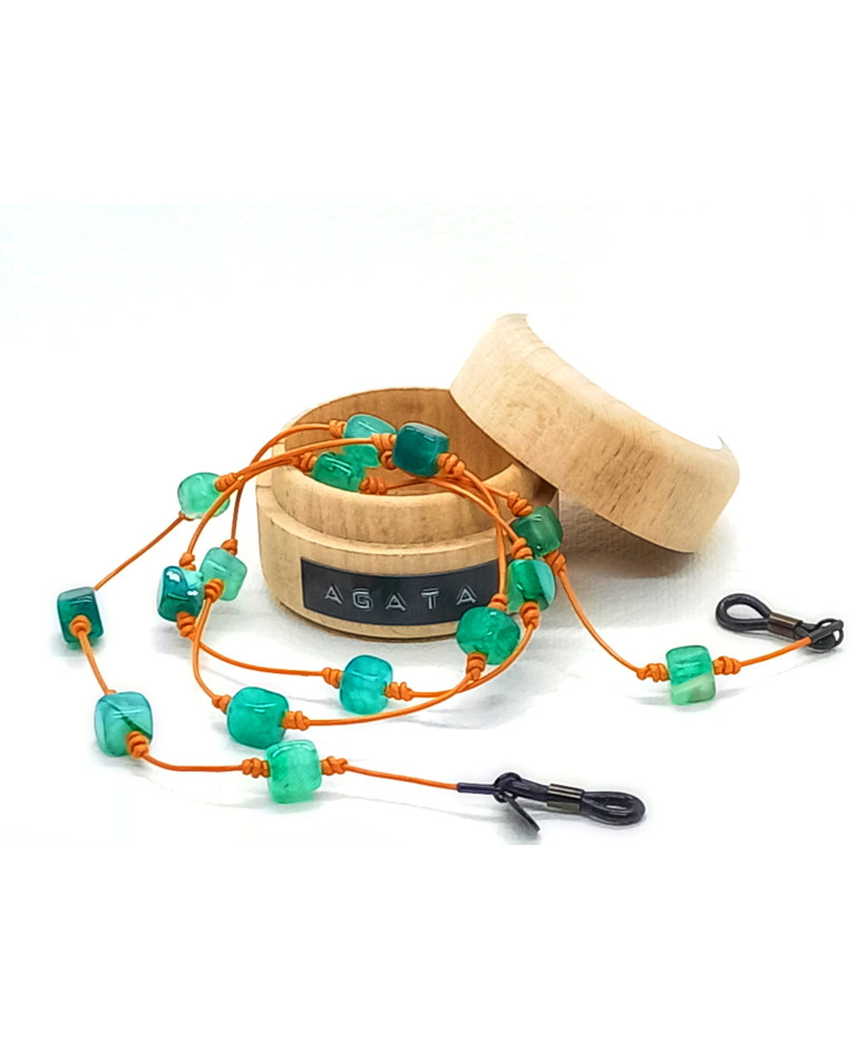 AGATA GREEN EN CUERO NARANJA PARA GAFAS