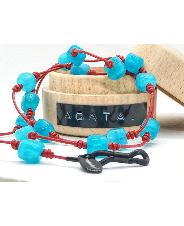 AGATA BLUE EN CUERO ROJO PARA GAFAS
